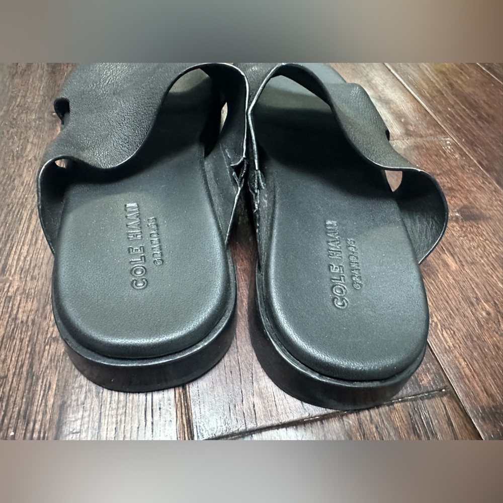 Cole Haan Goldwyn Pebble-Leather Slide Sandals - Picture 3 of 5